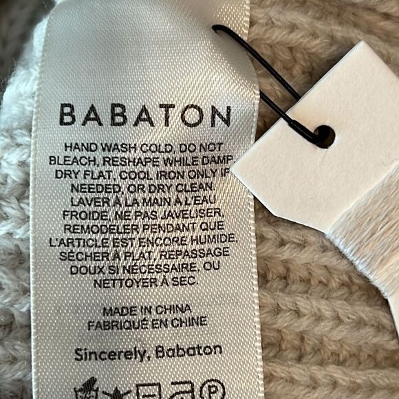 Aritzia Babaton Cream Cable Knit Oversized 100% Merino Wool Roger Sweater Size M - Picture 11 of 12